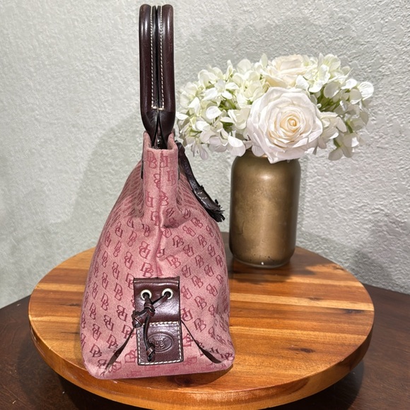 Dooney & Bourke Plum/Burgundy Monogram Canvas Bag. - Picture 5 of 16